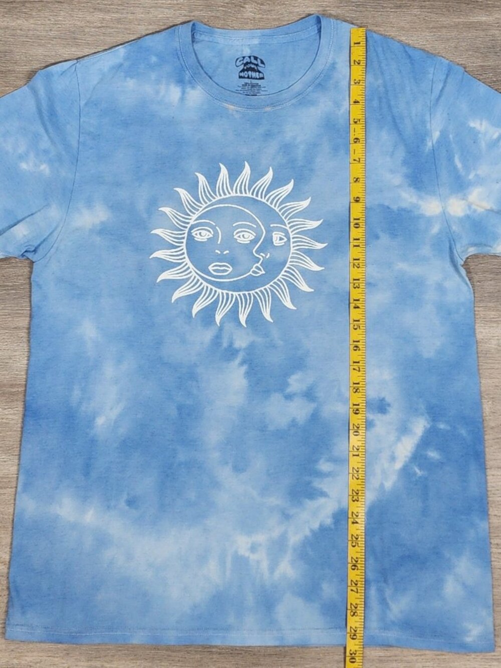 Call Your Mother Celestial Sun Moon Tie Dye Graphic T-Shirt Blue Men's Large